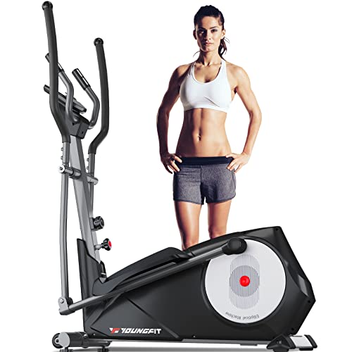 YOUNGFIT Elliptical Machine, 90% Installed Foldable Elliptical Machine for Home, 22 Resistance Levels with Large LCD Monitor Eliptical Exercise Machine