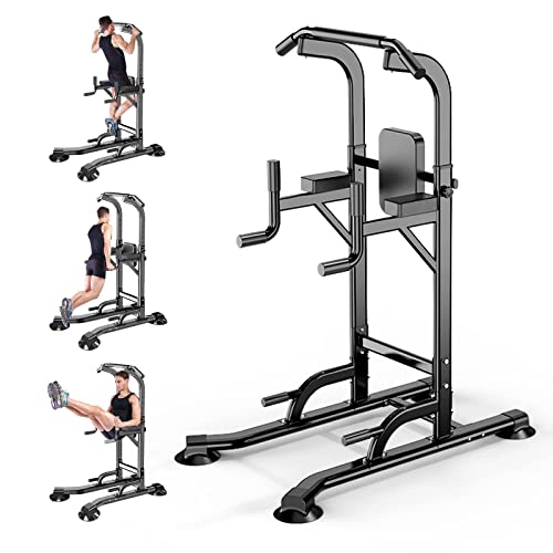Power Tower Adjustable Height Pull Up & Dip Station Multi-Function Home Strength Training Fitness Workout Station for Home Gym