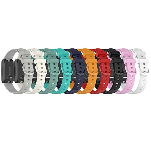 FitTurn [10 Pack] Compatible with Fitbit Inspire 3 bands Replacement Colorful Silicone Wristband Adjustable Accessory Bands Strap for Fitbit Inspire 3 Health & Fitness Tracker Women Men(S & L Size selection) (S(5.5-8.1), 10pack)