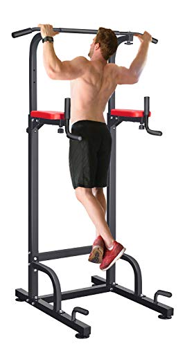 RELIFE REBUILD YOUR LIFE Power Tower Pull Up Bar Dip Station for Home Gym Adjustable Height Strength Training Workout Equipment