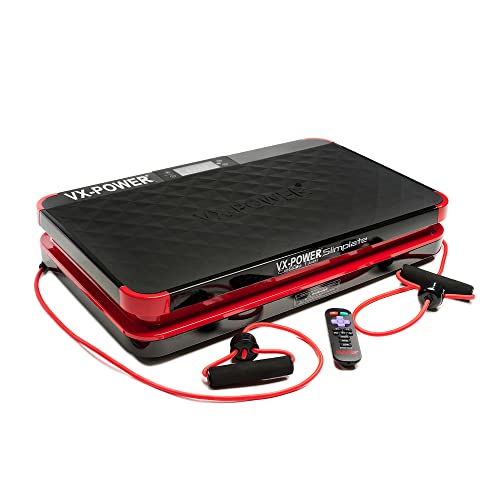 VX-Power Slimplate Digital – Vibration Plate Whole Body Vibration Platform Exercise Machine for Weight Loss, Toning & Wellness (Black/Red)