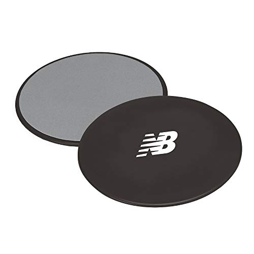 New Balance Sliding Core Discs Workout Sliders – Fitness Ab Sliders Dual-Sided Pads (Carpet/Hardwood Floor) | Home Ab Exercise Equipment for Women, Men, Black/Grey