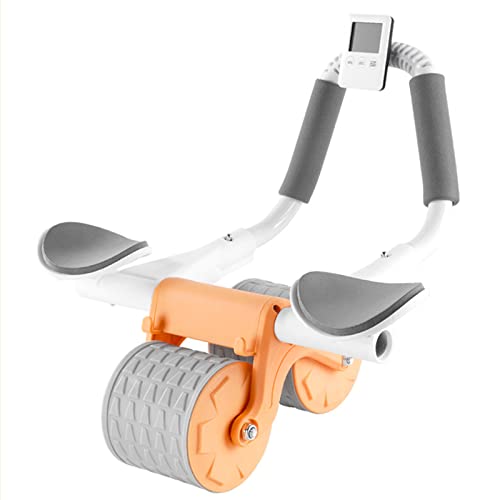2023 New with timer Ab Abdominal Exercise Roller Elbow Support, abs roller wheel core exercise equipment, Automatic Rebound Abdominal Wheel (Orange)