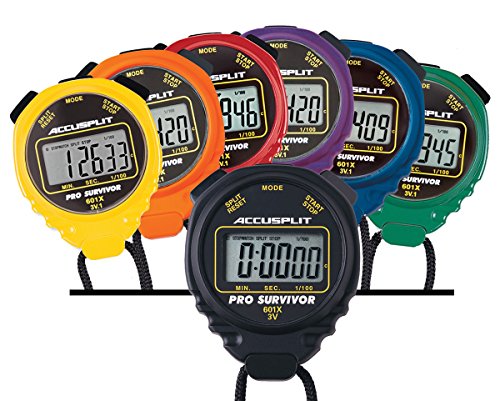 ACCUSPLIT A601X Pro Survivor Rainbow Plus One Stopwatches, Assorted colors, Pack of 7