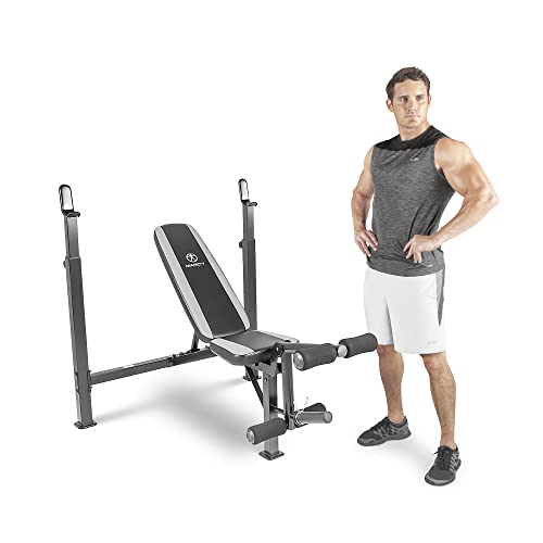 Marcy Olympic Weight Bench, Workout Benches For Home With Leg Developer, Alloy-Steel, Black | MWB-4491