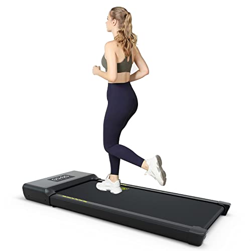 Under Desk Treadmill Quiet, 2 in 1 Walking Pad Treadmill Under Desk for Office Home Use, Portable Desk Treadmill with Remote Control, LED Display for Walking and Jogging