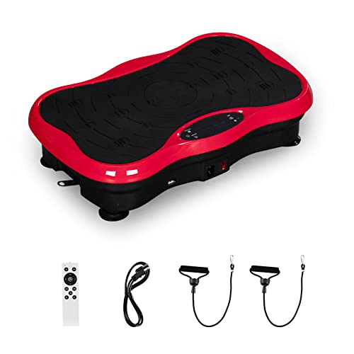 Ktaxon Vibration Plate, Vibration Machine, Vibrating Plate Exercise Machine with LCD Display, 5 Mode, 180 Level, Remote Control and Resistance Bands(Red)
