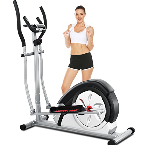 Elliptical Machine Magnetic Elliptical Training Machine for Home Use Elliptical Training Machines with LCD Monitor and Smooth Quiet Driven Pulse Rate Grips (Deep Gray)