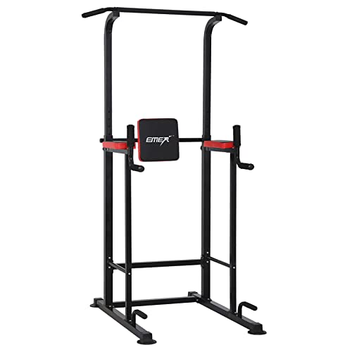 Emer Power Tower Pull Up Bar Workout Dip Station,Multi-function Home Gym Strength Training Fitness Equipment (black)