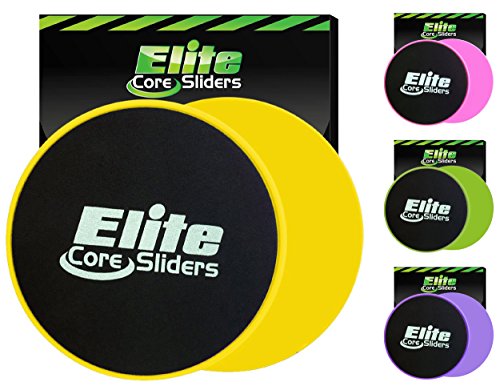 Elite Sportz Exercise Sliders are Double Sided and Work Smoothly on Any Surface. Wide Variety of Low Impact Exercise’s You Can Do. Full Body Workout, Compact for Travel or Home, Yellow