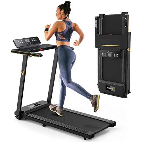 UREVO Folding Treadmills for Home, Max 3.0 HP Treadmill Workout Running Walking Treadmill, Portable Treadmill with 12 Pre Set Programs and Wider Tread Belt, Adjustable Display