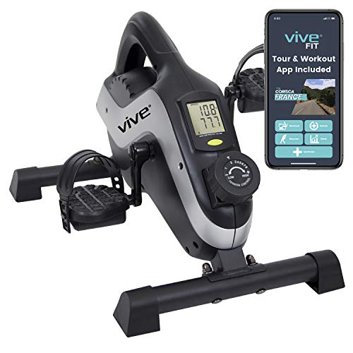Vive Under Desk Bike – Magnetic Pedal Exerciser – Indoor Cycling Bike Stationary – Arm Leg Seated Deskcycle Bike Exercise Equipment for Home and Office – Portable Workout For Seniors and Adults