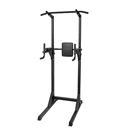 DC DICLASSE Power Tower pull up bar stand/Station, Foldable Handle & Adjustable 8 Gear Height, Exercise Equipment w/ 1.5”Cushions & Armrests, Home Gym Workout Machines, 330LBS