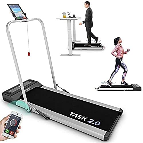 Bluefin Fitness TASK 2.0 2-in-1 Folding Under Desk Treadmill | Home Gym Office Walkpad | 4.97mi/h | Joint Protection Tech | Smartphone App | Bluetooth Speaker | Compact Walking / Running Machine