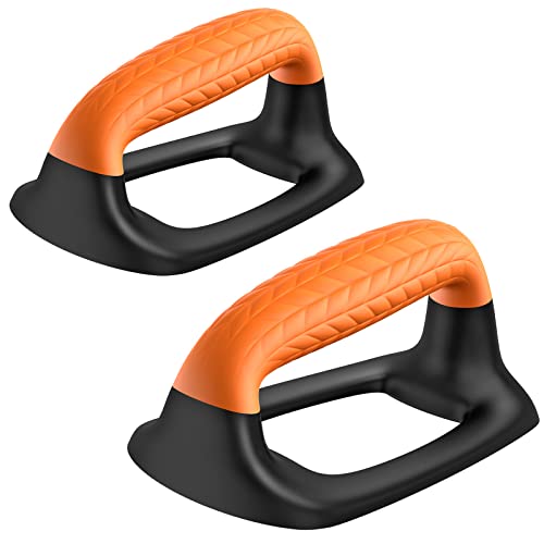 SELEWARE Push Up Bars Pushup Stands Handstand Bars, Soft Rubber Handle Provide Comfy Grip, Fit for Calisthenics, Fitness, Floor strength training, Stable and Sturdy Construction Support 500 lbs Black & Orange