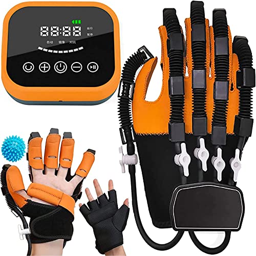 XUETAO Hand Rehabilitation Robotic Gloves, Hand Dysfunction Patient Training Device Stroke Hemiplegia Finger Exerciser Hand Strength Strengthening Finger Flexion Assist(Color:Orange,Size:XL)