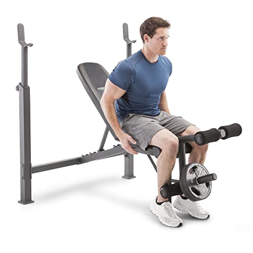 Marcy Competitor Adjustable Olympic Weight Bench with Leg Developer for Weight Lifting and Strength Training CB-729, Black