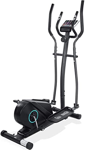 Elliptical Training Machine with LCD Monitor Exercise Fitness Bike Trainer Large Pedal Heartrate Detection, 8 Levels Black