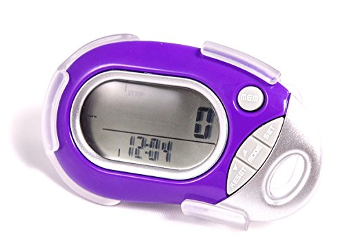 Pedusa PE-771 Tri-Axis Multi-Function Pocket Pedometer – Purple With Holster/Belt Clip