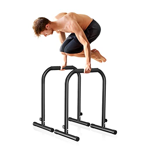 Wesfital Dip Bar, Adjustable Dip Stand Station Home Gym Heavy Duty Parallettes Exercise Bars Workout Equipment for Calisthenics, Strength Training – 1100LBS Weight Capacity