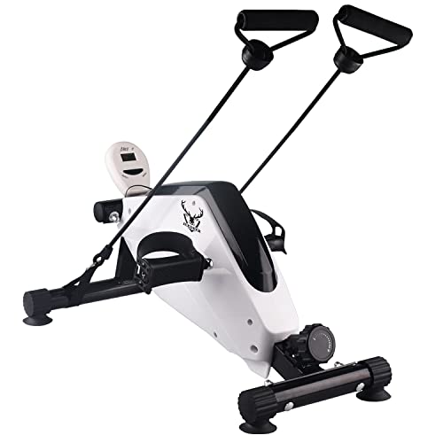 Icedeer Under Desk Bike Pedal Exerciser – Mini Exercise Bike Stationary Under Desk Cycle with LCD Monitor, Resistance Bands for Arm & Leg Recovery & Therapy