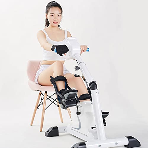 LANGWEI Motorized Pedal Exerciser with Protector Bracket, Electric Exercise Bike with Leg Arm Workout for Elderly Handicapped & Disabled