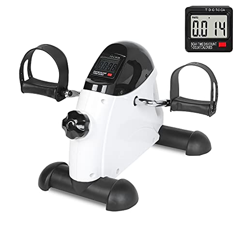 MEETWARM Pedal Exerciser Stationary Bikes for Seniors – Under Desk Mini Exercise Bike Cycle for Office – Arm Leg Floor Peddler Exerciser with LCD Display for Physical Therapy