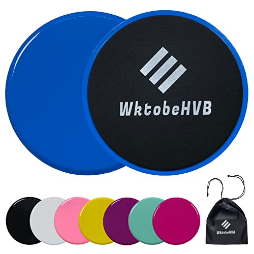 WktobeHVB Core Sliders for Working Out, 1-Pair with Carry Bag, Dual Sided Gliding Discs for Full Body Workout on Carpet or Hardwood Floor, Ideal for Ab Workouts, Gym & Home Exercise Equipment (Blue)