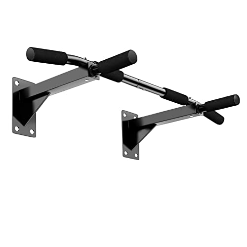 Wall Mounted Pull Up Bar, Strength Training Pull-UP Bars, Heavy Duty Chin Up Bar Wall Mount with Exercise Bands, 8 Hole Design for Home Gym Indoor Workout/Home Gym, Max Weight 440 LBS