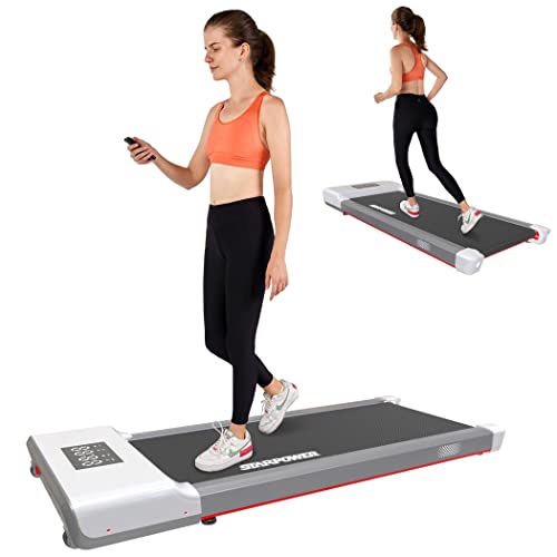Dpforest Walking Pad, Under Desk Treadmill for WFH, Walking Treadmill 2 in 1 for Walking and Jogging, Portable Treadmill with Remote Control, Quiet and Powerful, Installation-Free,White