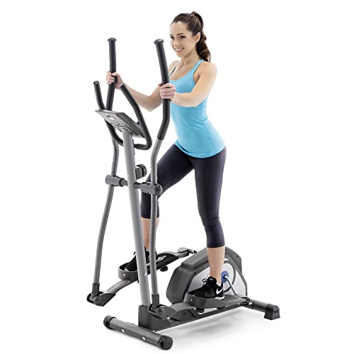 Marcy Magnetic Elliptical Trainer Cardio Workout Machine with Transport Wheels NS-40501E