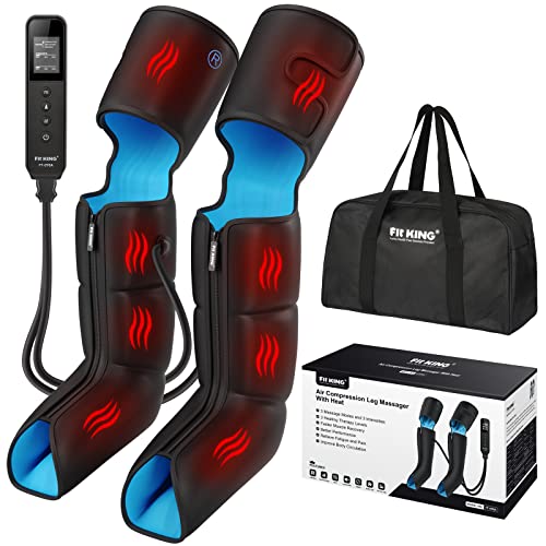 FIT KING Leg Massager with Heat for Circulation Upgraded Full Leg and Foot Compression Boots Massager for Foot Calf and Thigh Massage (FSA HSA Approved)