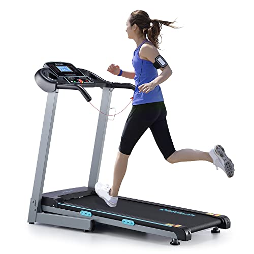 BORGUSI Treadmill with 12% Auto Incline and Bluetooth Speaker, 2.5HP Folding Electric Treadmill Up to 8.5 MPH Speed, 15 Preset Programs Running Machine with Large LCD Panel for Home Use