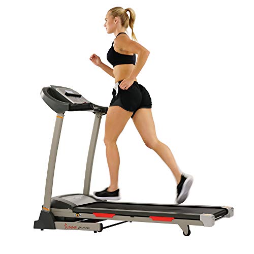 Sunny Health & Fitness Portable Treadmill with Auto Incline, LCD, Smart APP and Shock Absorber – SF-T7705