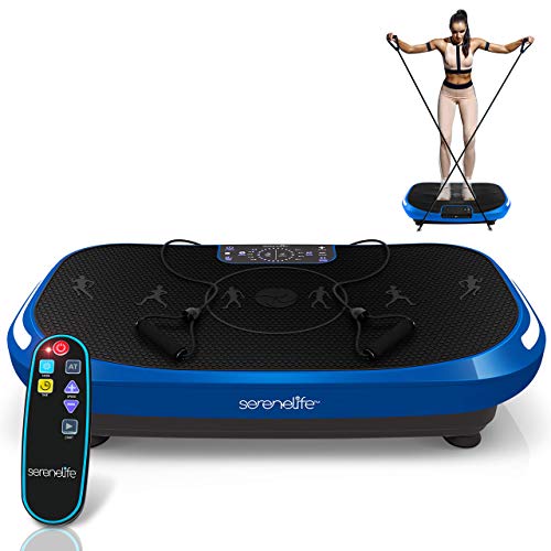 SereneLife Standing 4D Vibration Plate Exercise Machine- Vibrating Platform Exercise Passive Workout Trainer- Whole Body 3 Motor 4D Motion Technology – Weight Loss & Shaping Resistance Band -SLVBX4