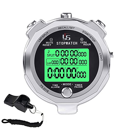 Rolilink Stopwatch,Metal Stop Watch for Sports with Backlight 100 Laps Memory Waterproof Stopwatches Timer for Sports and Competitions