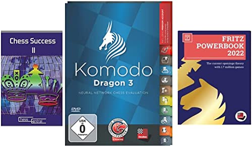Komodo Dragon 3 World Champion Chess Playing Software Bundled with Fritz Powerbook 2022 and Chess Success II Chess Playing and Training Software on DVD