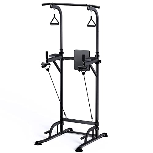 MIRAFIT Power Tower Pull Up Bar Dip Station for Home Gym Strength Training, Workout Equipment with Height Adjustable Stand, Multi-function Fitness Exercise Assistive Trainer