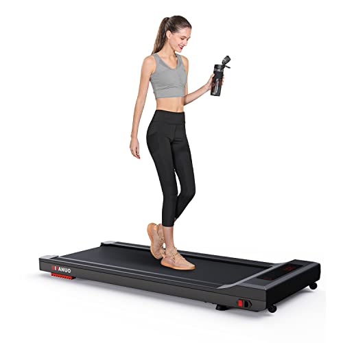 Binfanuo Under Desk Treadmill, 2.25HP Walking Treadmill with 265lb Weight Capacity, Portable Walking Pad Design, Desk Treadmill for Home Office with IR Remote Control（Black）