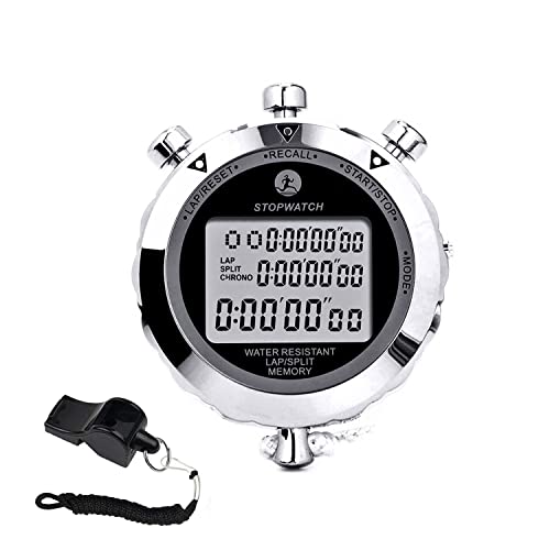 Rolilink Digital Stopwatch Timer Stop Watch Stopwatch for Sports Competition (100 Lap-Metal)