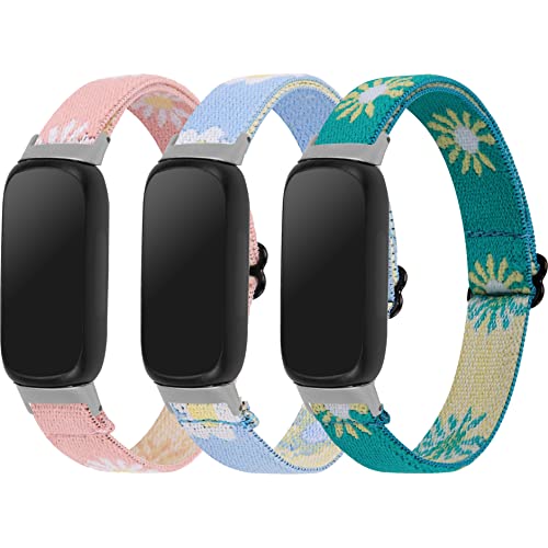 3PACKS Replacement Sport Bands Compatible with Fitbit Inspire 3 Band Nylon Elastic Quick Release Wristbands Breathable Straps Stretchy Loop Bracelet for Fitbit Inspire 3 Fitness Tracker Women Men