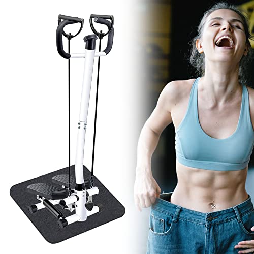Swity Home Stair Steppers for Exercise with Display, Mini Step Machine Fitness Stepper with Handrail & Resistance Bands – 2 Ways to Use for Full Body Training, 300 lbs Weight Capacity (White)