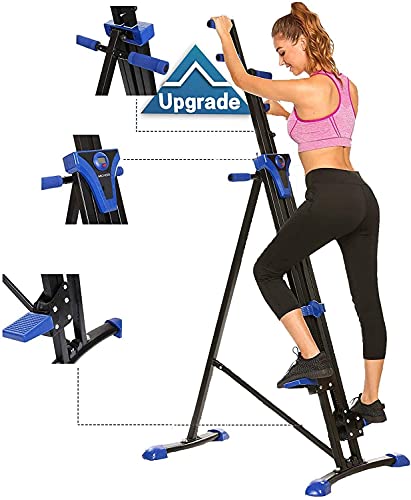 Vertical Climber Combined Resistance Training and High-Intensity Cardio for Home, More Than 300 lbs Weight Capacity，Full Body Stair Climber，Home Gym Exercise Machine for Men and Women (Blue)