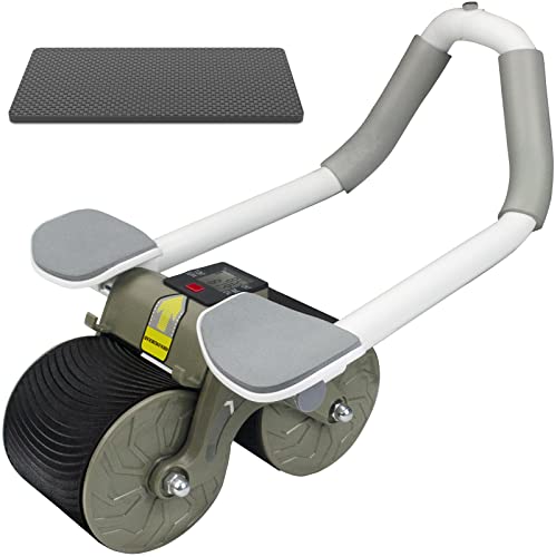 2-In-1 Ab Roller Wheel with Elbow Support & LCD Abdominal Exercise Wheel for Strength Training Ab Wheel Roller Equipment for Core Workout, Shipping from US