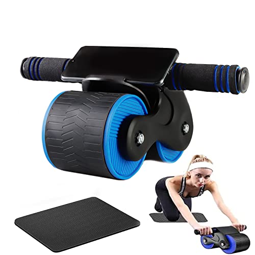 Automatic Rebound Abdominal Wheel,Abdominal Wheel Roller,Automatic Rebound Double Wheel,Ab Roller for Abs Workout,Beginners and Advanced Abdominal Core Strength Training(Blue)