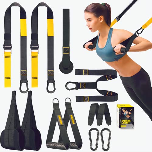 Home Gym Resistance Training Kit with Exercise Straps, Handles, and Door Anchor – Suspension Trainer for Full-Body Workouts, Pilates Bands Included