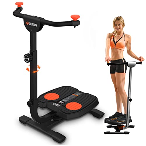 SQUATZ Twist and Shape Foldable Ab Exercise Machine, Double Pully Design Anti-Skid Handle Spin Plates, Targets Lower Body, Stomach, Gut, Glutes, Buttocks, Hips, Waist, Thighs & More