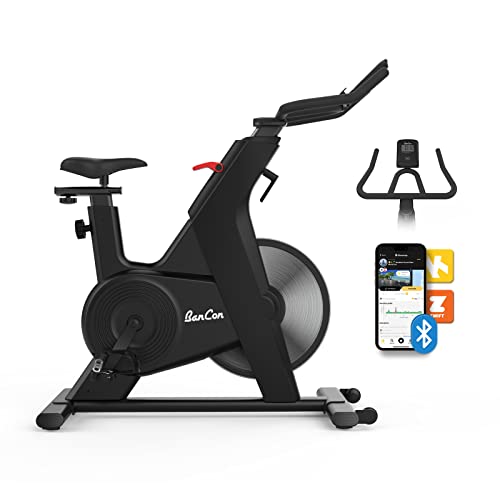 Indoor Bike,BANCON Spin Bike for home, Zwift Stationary Bike with Magnetic Resistance, Cardio Machine Bluetooth Cycling Trainer with Heavy Flywheel and LCD Monitor (Black)