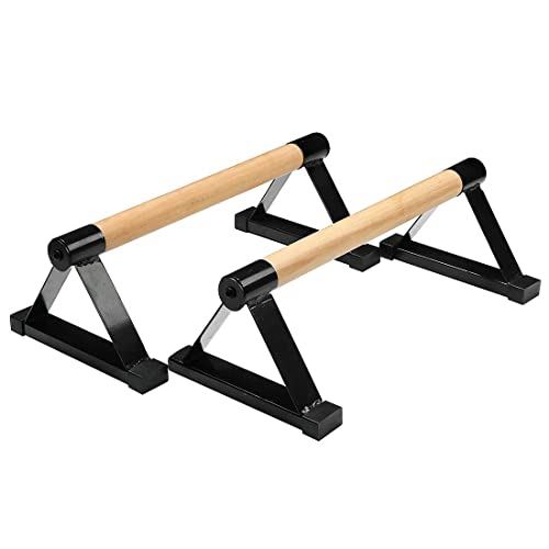 LONGTA Wooden Stretch Stand, Pushup Stands Bars Calisthenics Handstand,Non-Slip Yoga and Gymnastic Training Tool Russian Style Stretch Push-Ups Double Rod (Black)