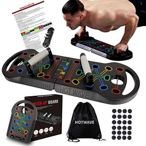 HOTWAVE Push Up Board Fitness, Portable Foldable 20 in 1 Push Up Bar at Home Gym, Pushup Handles for Floor. Professional Strength Training Equipment For Man and Women,Patent Pending.